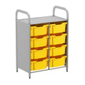 Gratnells Callero Custom Low Level 8 Deep Tray Starter Unit – Silver Frame with Sunshine Yellow Trays