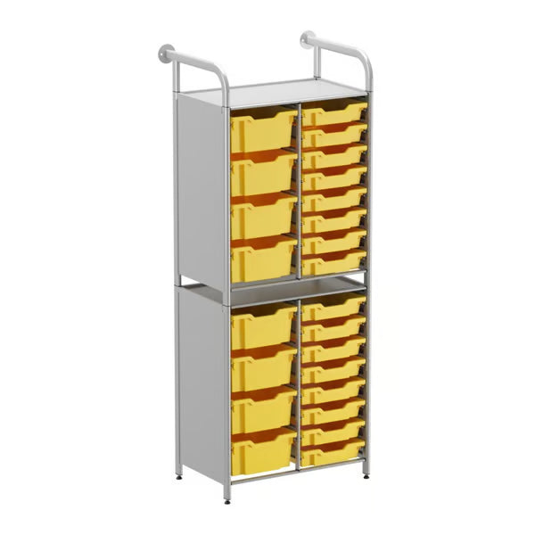 Gratnells Callero Custom Tall Slim Store Starter Unit with 16 Shallow & 8 Deep Trays – Sunshine Yellow