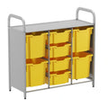Gratnells Callero Custom Low Level 4 Deep & 4 Jumbo Tray Starter Unit – Silver Frame with Sunshine Yellow Trays