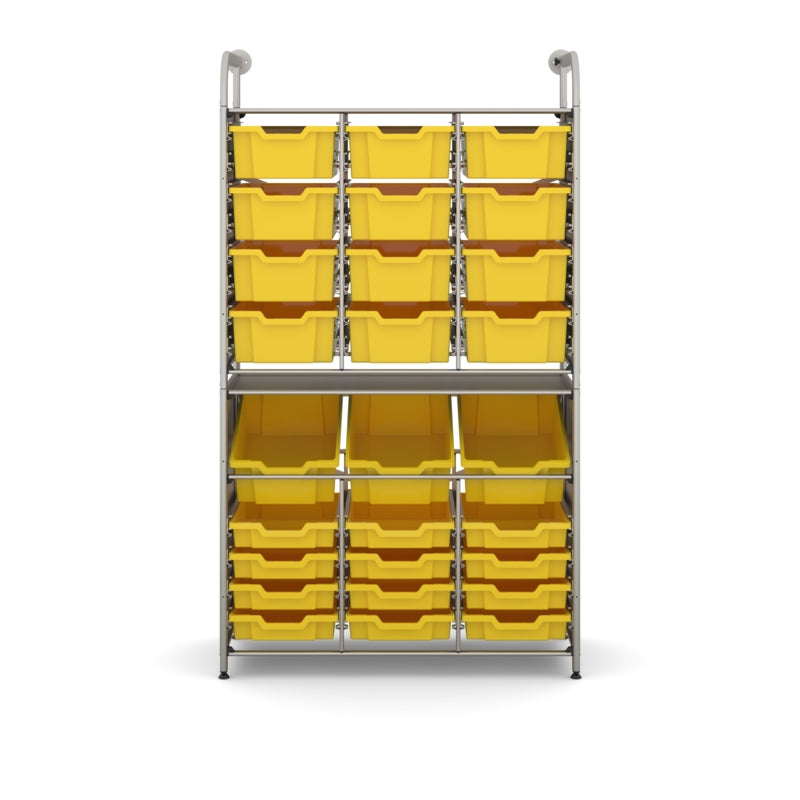 Gratnells Callero Tall Maker Store Starter Unit with 15 Deep & 12 Shallow Trays – Silver/Sunshine Yellow
