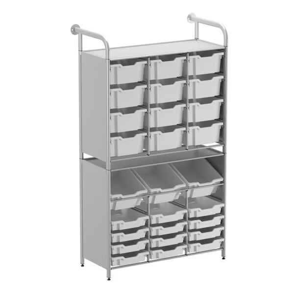 Gratnells Callero Tall Maker Store Starter Unit with 15 Deep & 12 Shallow Trays – Light Gray
