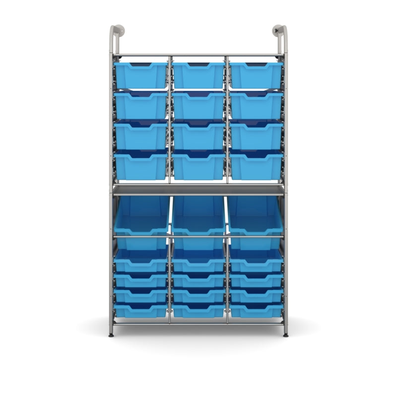 Gratnells Callero Tall Maker Store Starter Unit with 15 Deep & 12 Shallow Cyan Blue Trays