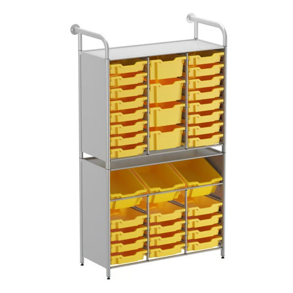 Gratnells Callero Tall Maker Starter Unit with 28 Shallow & 7 Deep Sunshine Yellow Trays