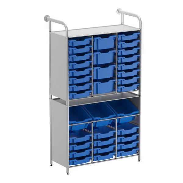 Gratnells Callero Tall Maker Starter Storage Unit with 28 Shallow & 7 Deep Royal Blue Trays