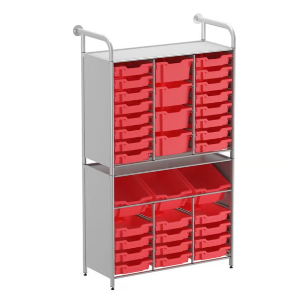 Gratnells Callero Tall Maker Starter Unit with 28 Shallow & 7 Deep Flame Red Trays