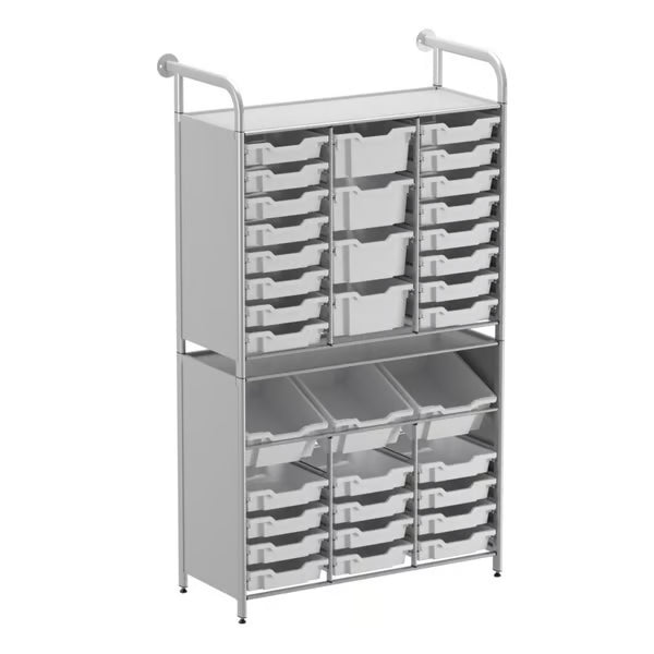 Gratnells Callero Tall Maker Starter Unit with 28 Shallow & 7 Deep Light Gray Trays