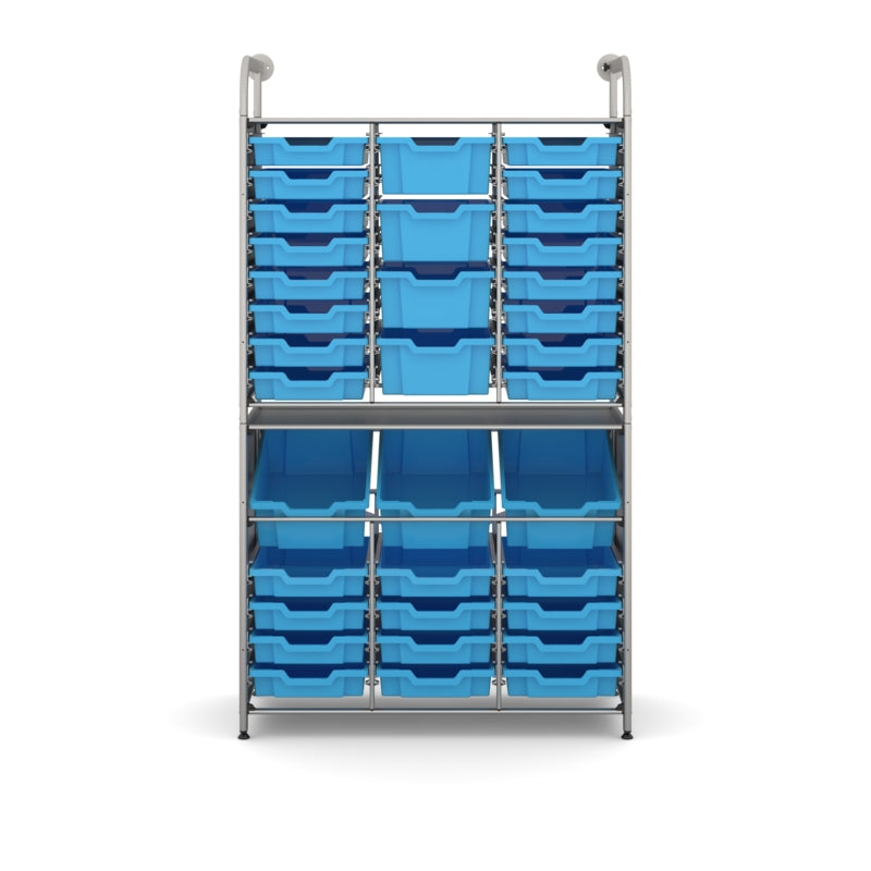 Gratnells Callero Tall Maker Starter Storage Unit with 28 Shallow & 7 Deep Cyan Blue Trays