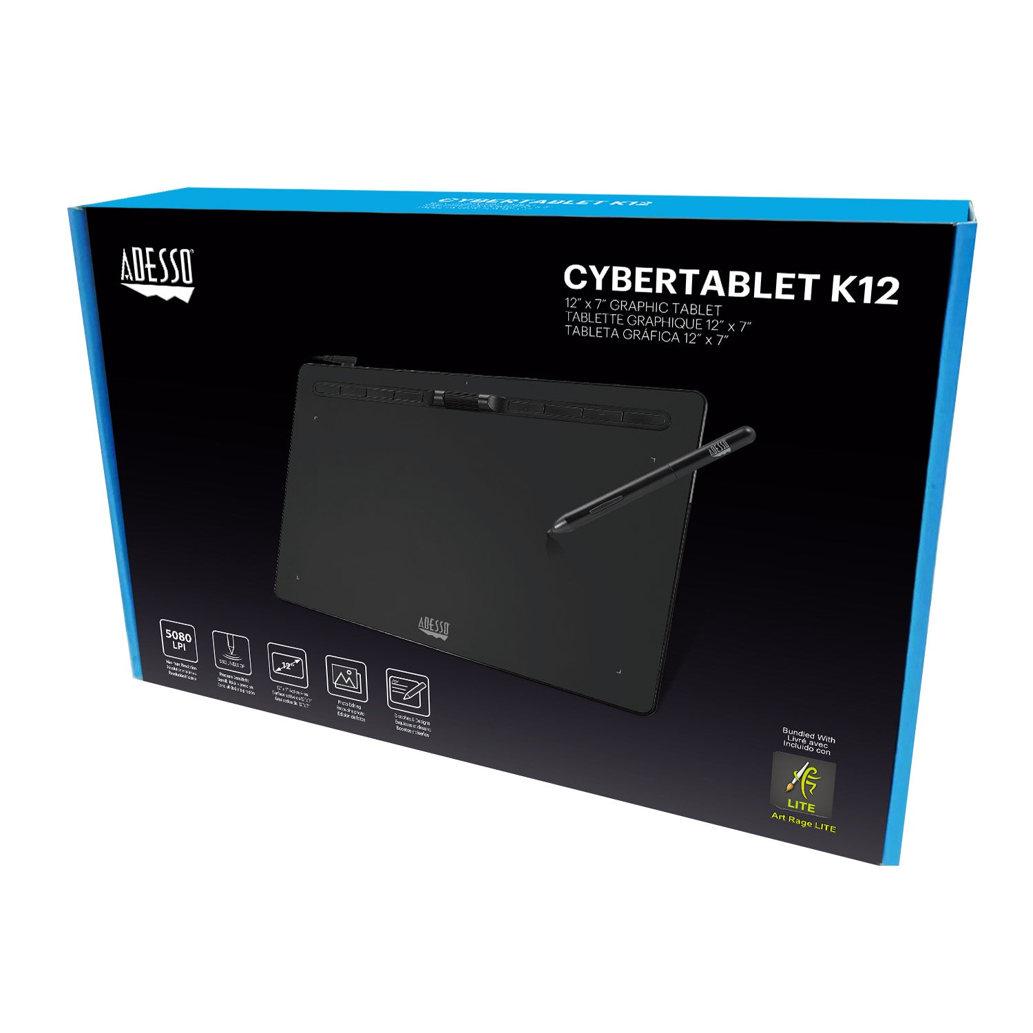 Adesso Cybertablet K12 12x7 Graphic Tablet for Education