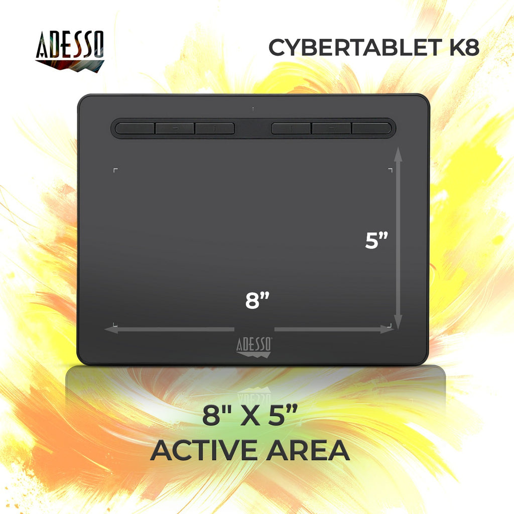 Adesso CyberTablet K8 8x5 Graphic Drawing Tablet for Classrooms