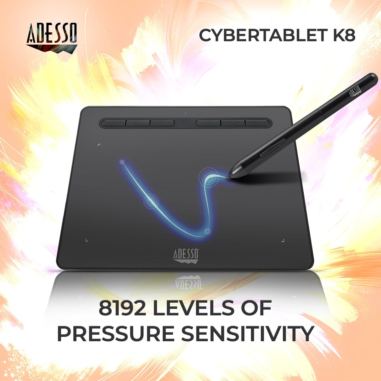 Adesso CyberTablet K8 8x5 Graphic Drawing Tablet for Classrooms