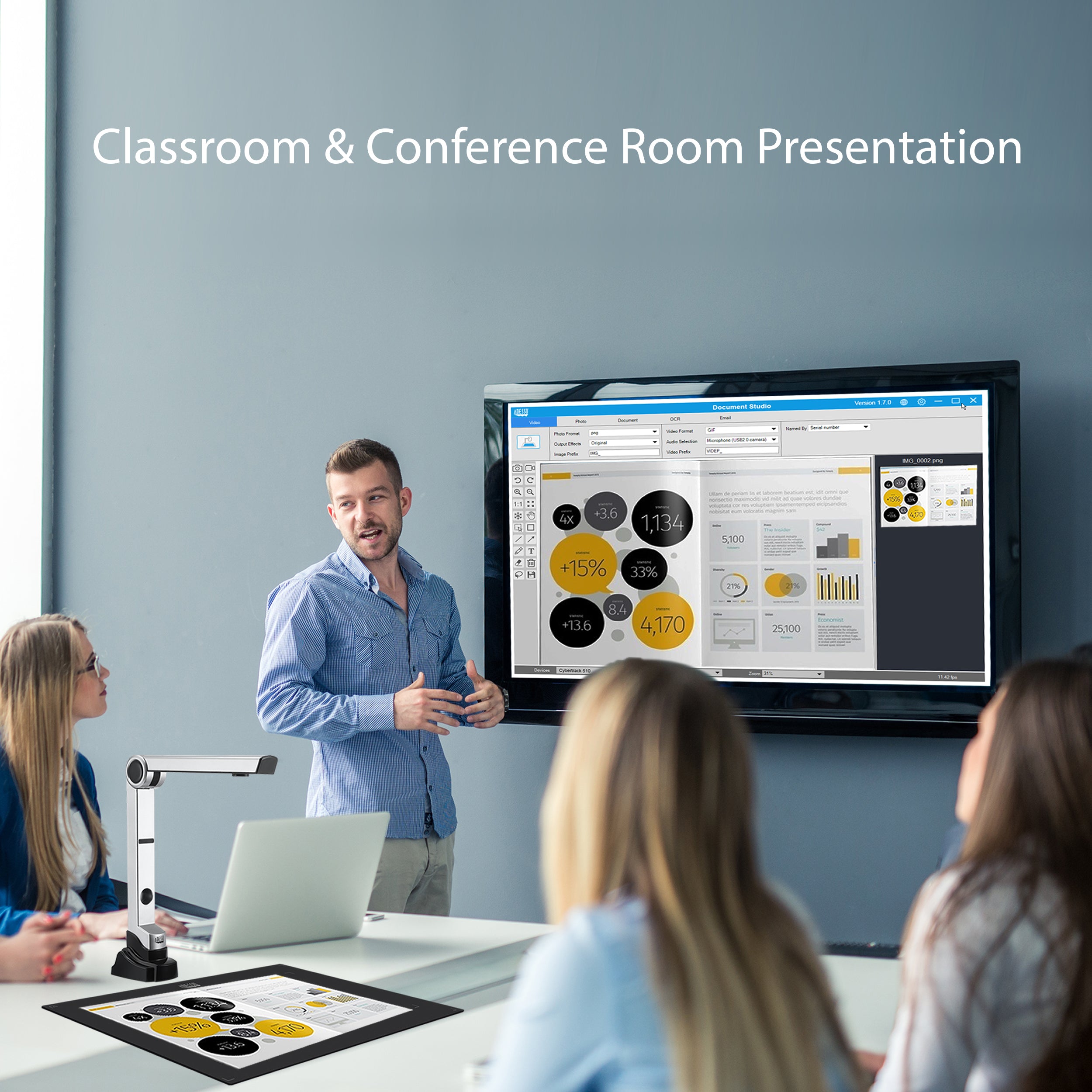 Adesso CyberTrack 510 5MP Document Camera for Classroom Presentations