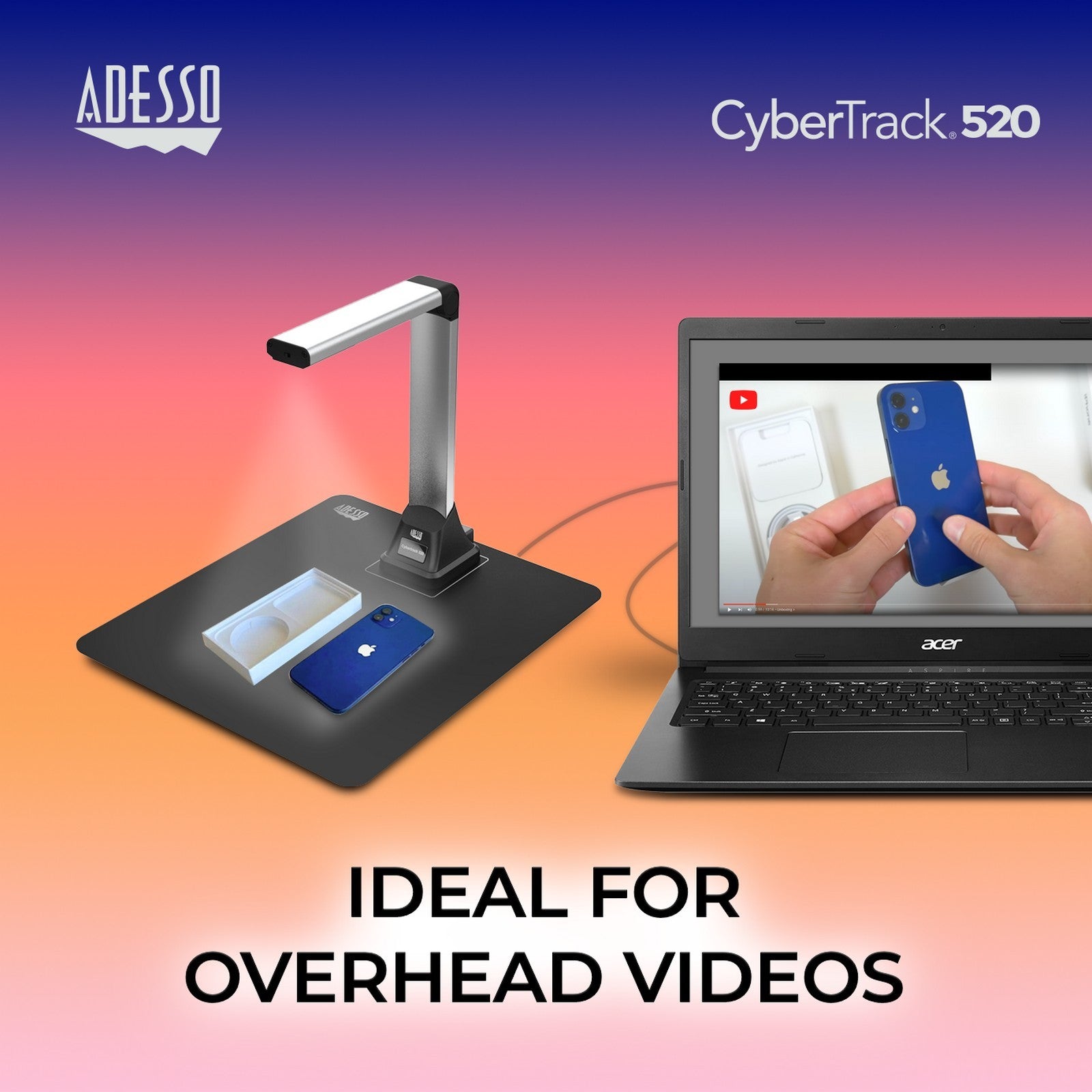 Adesso CyberTrack 520 5MP A4 Document Camera with OCR