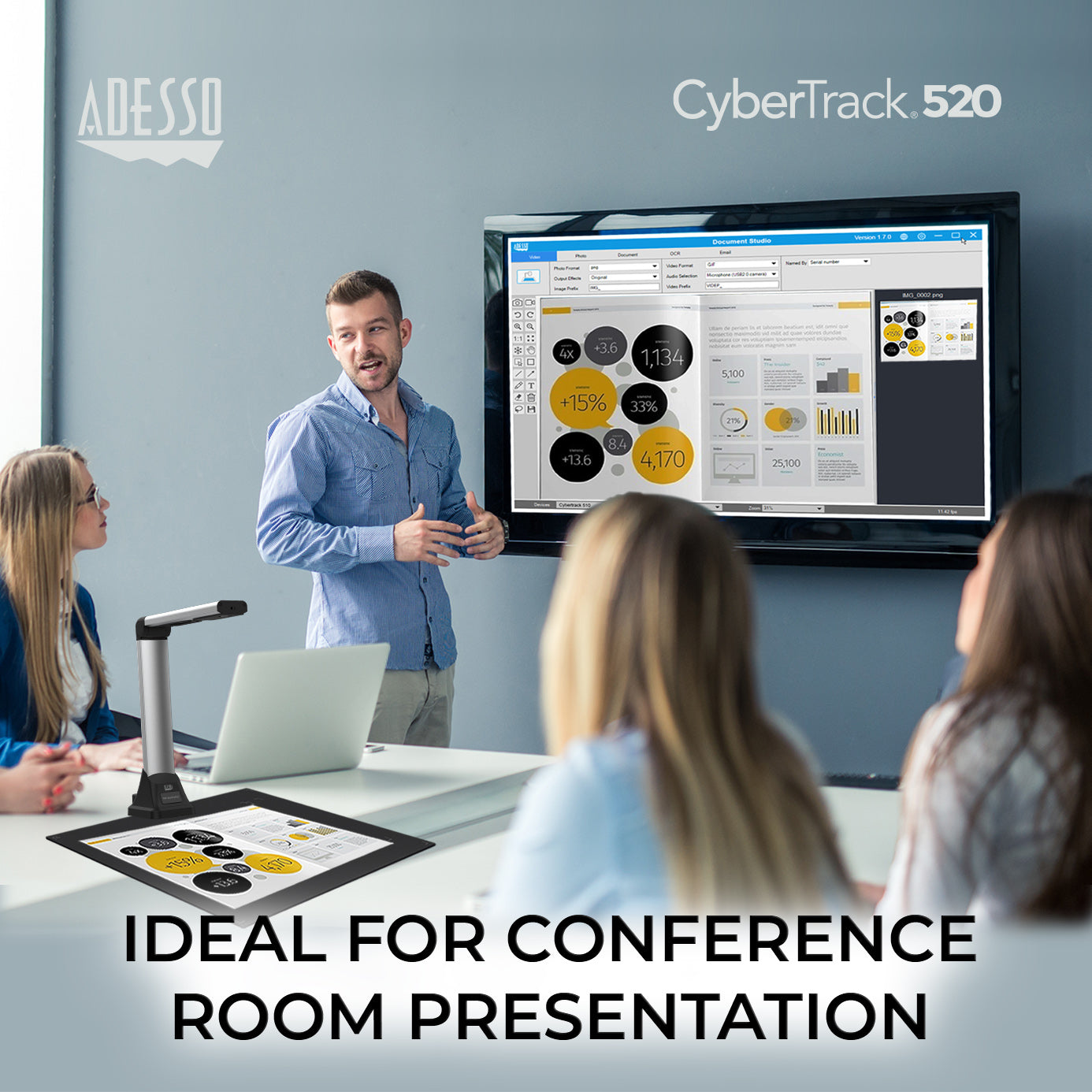 Adesso CyberTrack 520 5MP A4 Document Camera with OCR