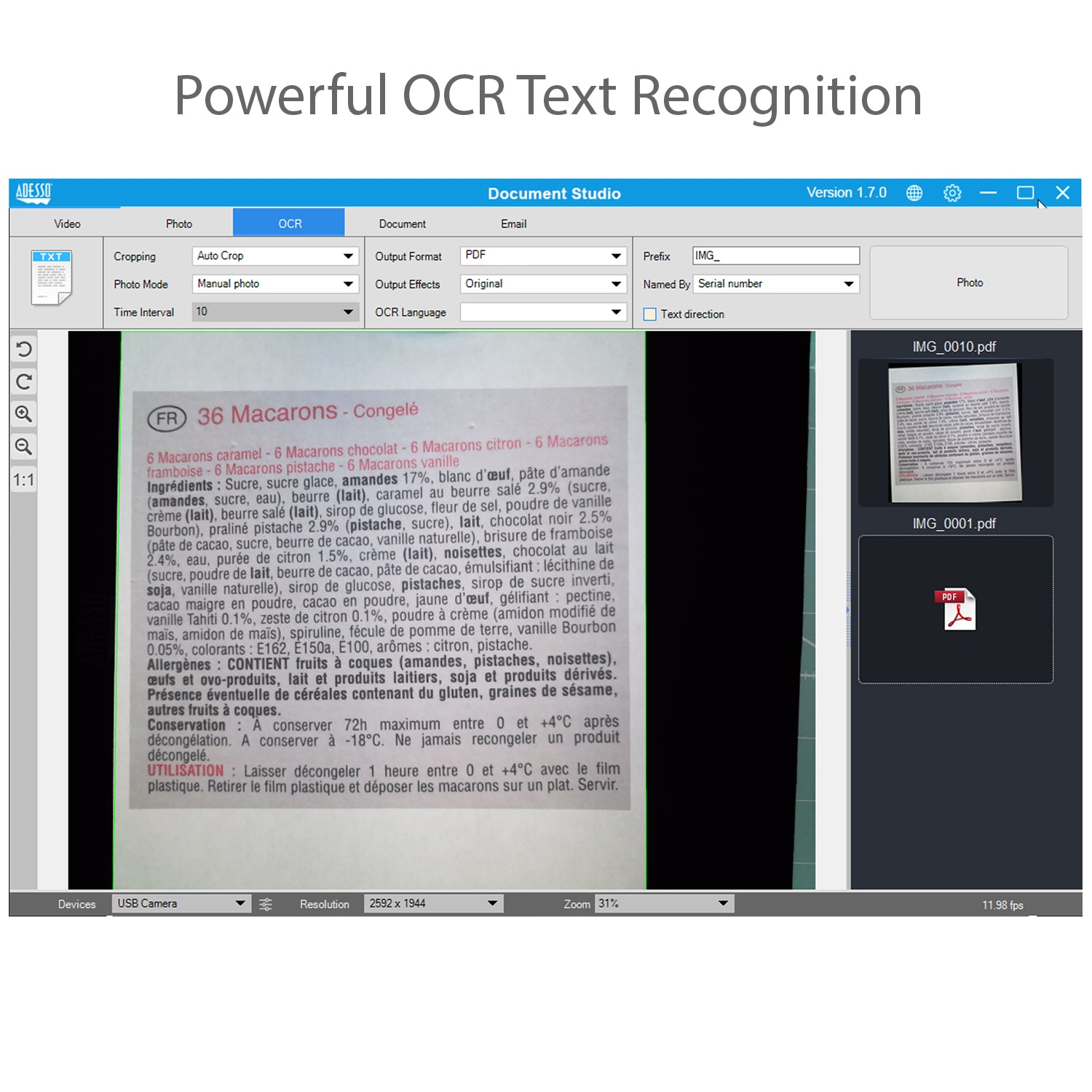 Adesso CyberTrack 820 8MP Document Camera & Scanner with OCR