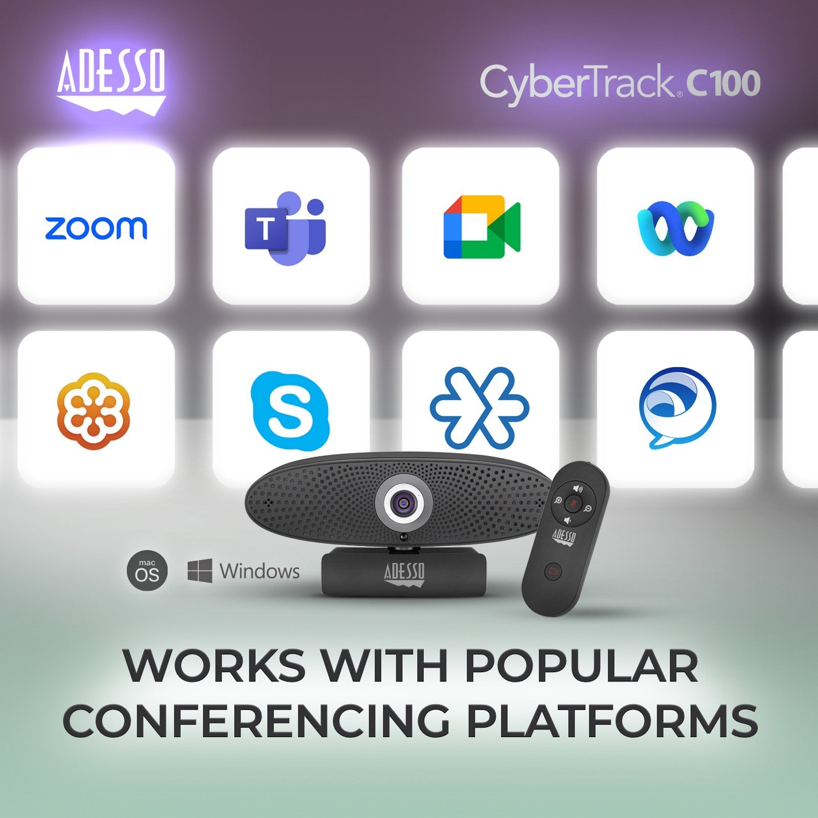 Adesso CyberTrack C100 4K Ultra HD Conference Camera with Speaker & Remote