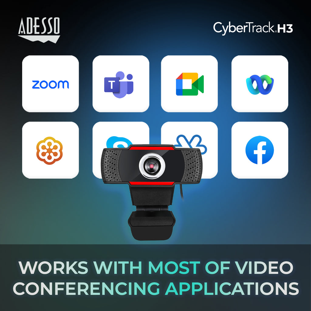 Adesso CyberTrack H3 720p HD USB Webcam with Microphone