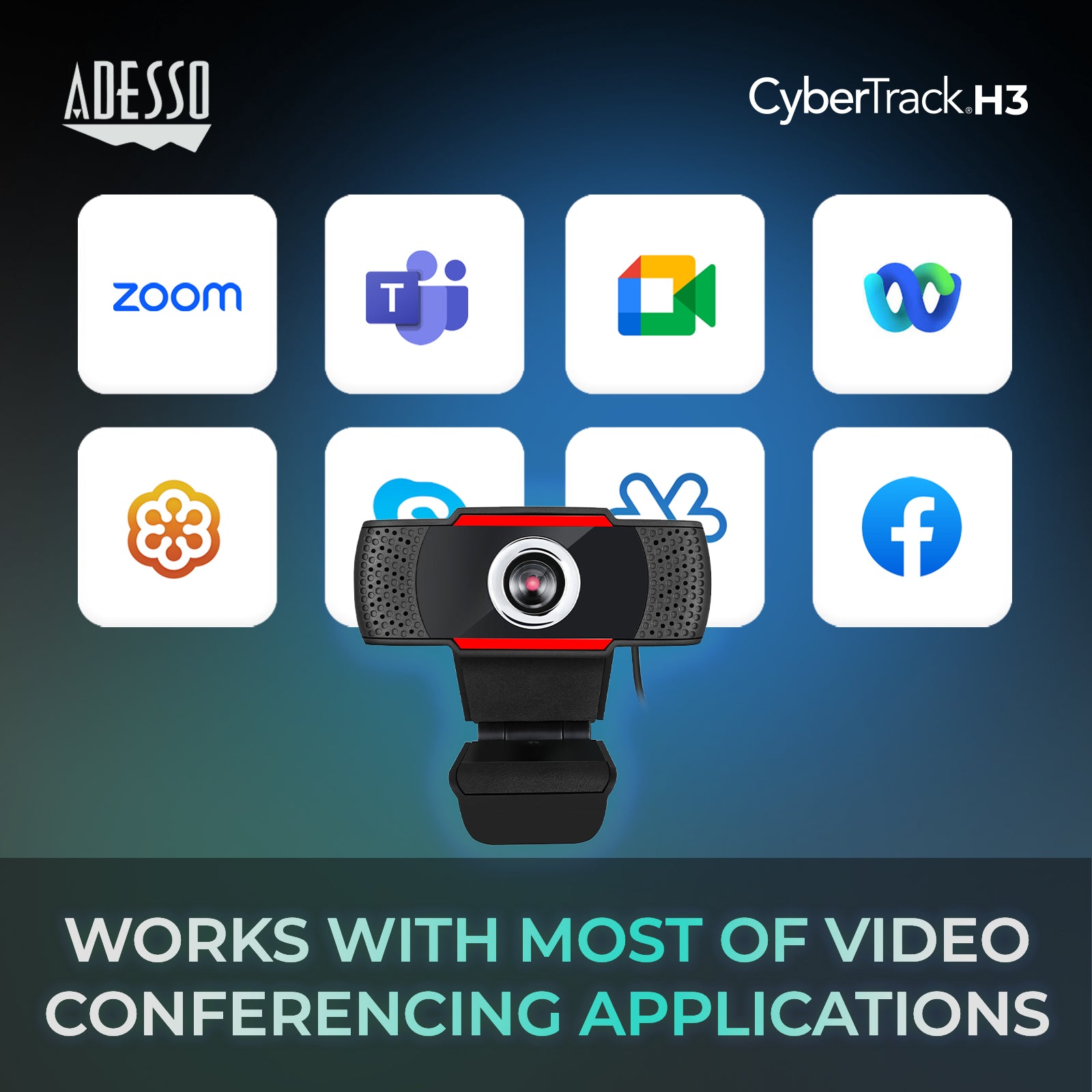 Adesso CyberTrack H3 720p HD USB Webcam with Microphone