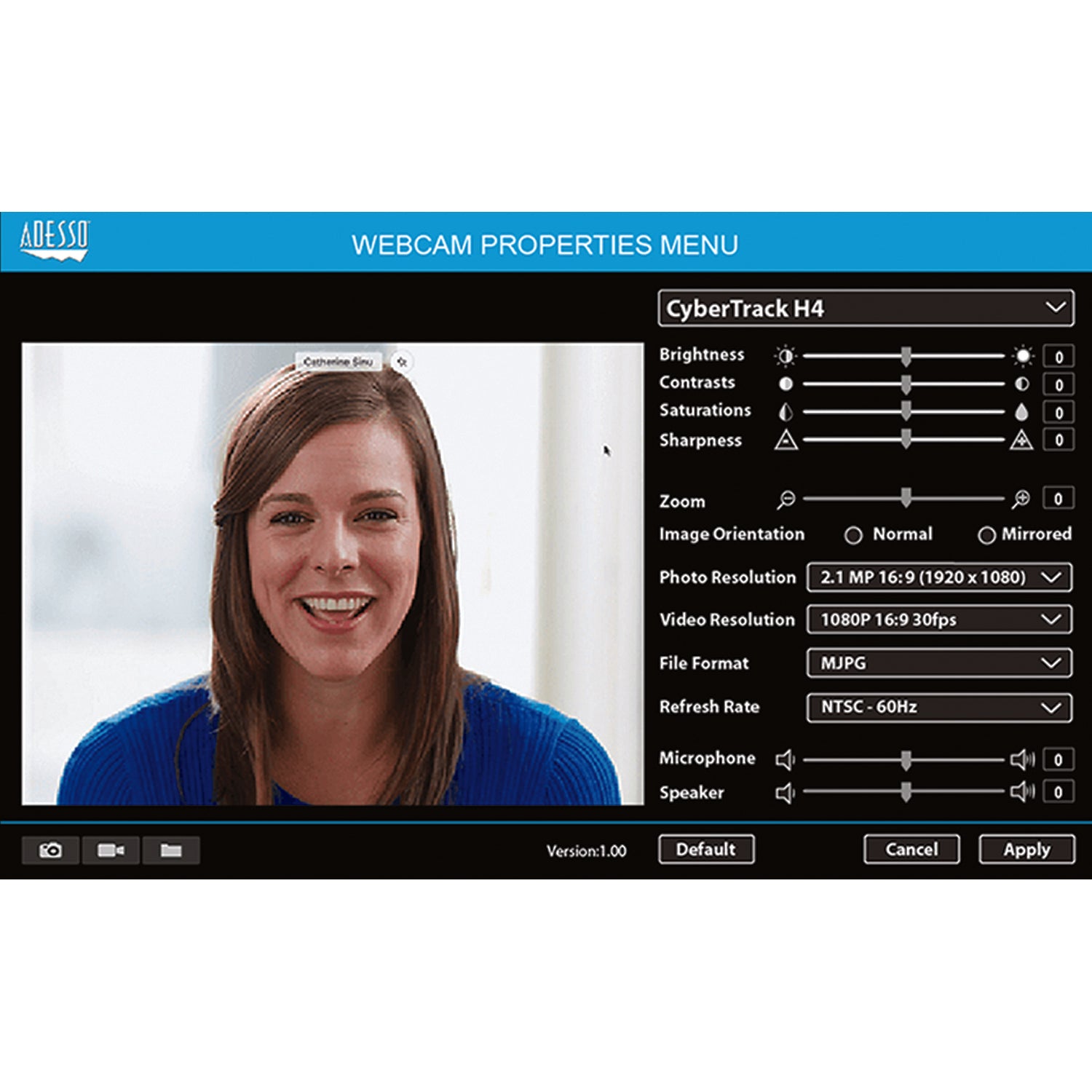 Adesso CyberTrack H4-TAA 1080P HD USB Webcam with Microphone