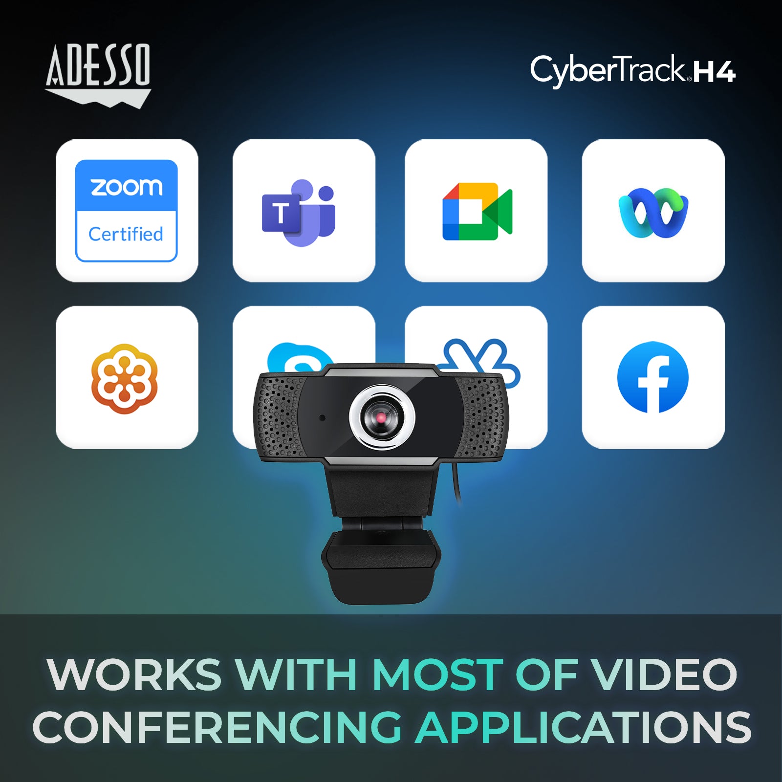 Adesso CyberTrack H4 1080P HD USB Webcam with Microphone