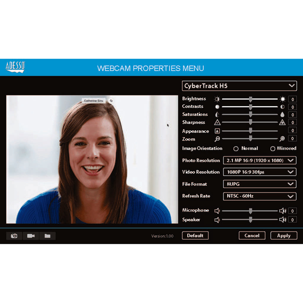 Adesso CyberTrack H5TAA 1080P Auto-Focus Webcam