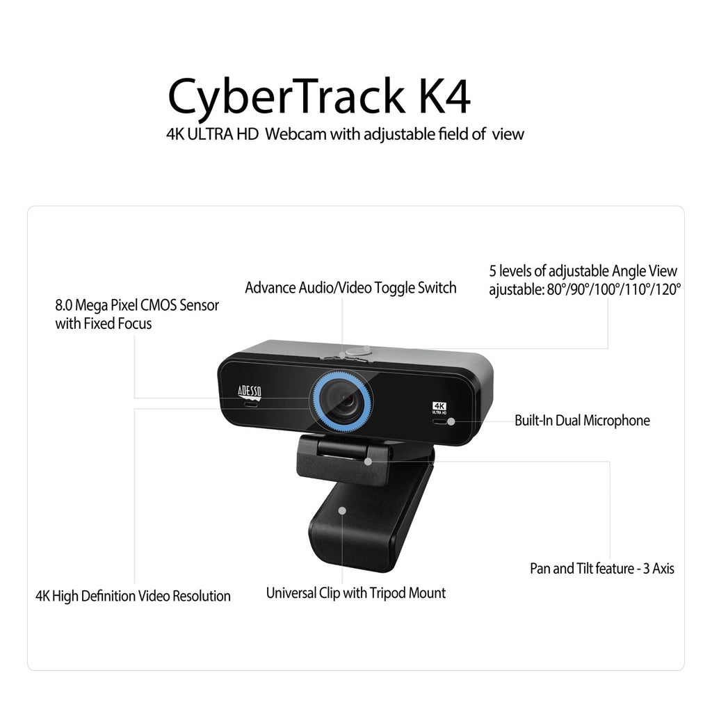 Adesso CyberTrack K4 4K Ultra HD Classroom Webcam