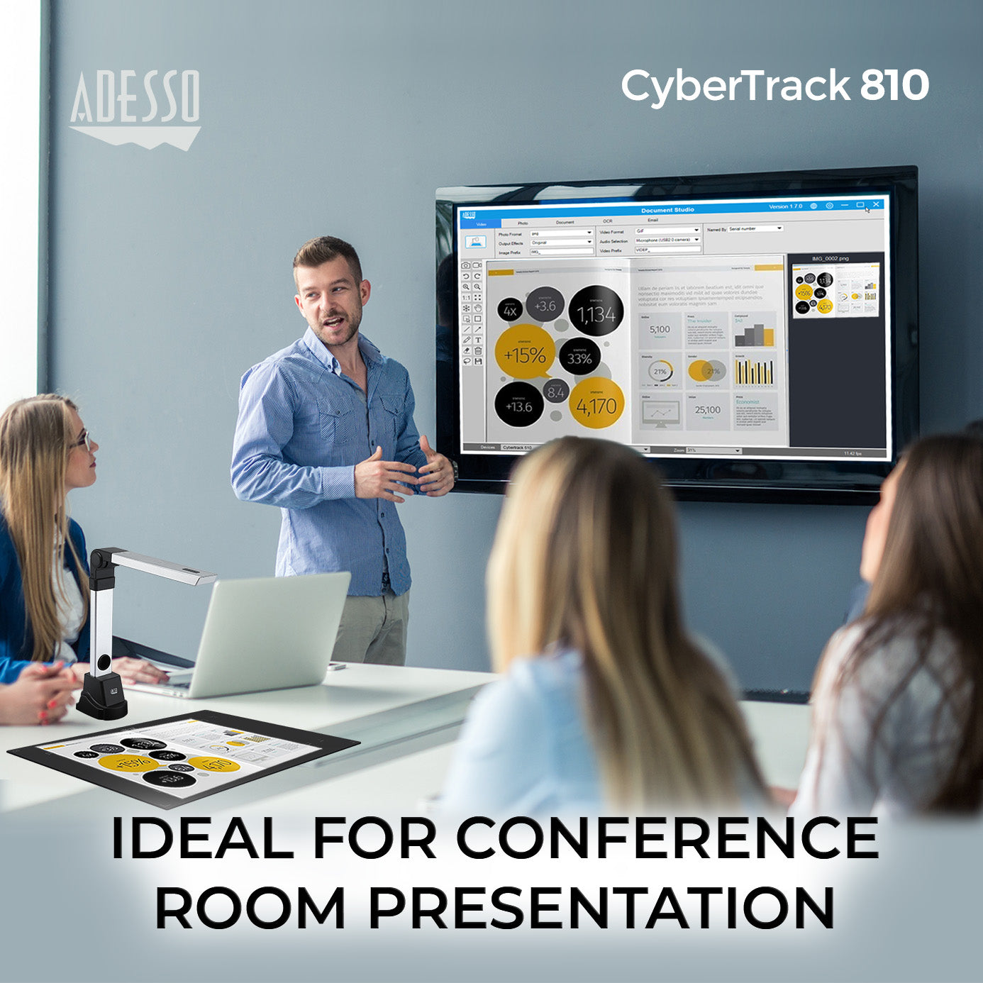 Adesso CyberTrack 810 8MP Document Camera & Visual Presenter