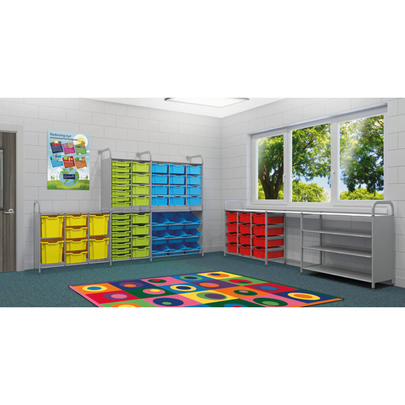 Gratnells Callero Tall Pick Store Adder Unit with 21 Deep Sunshine Yellow Trays