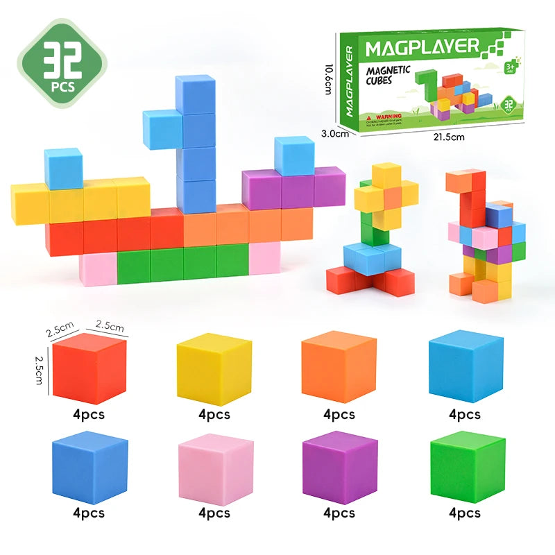 Magnetic Cubes STEM Building Set 3D Construction &amp; Learning Kit