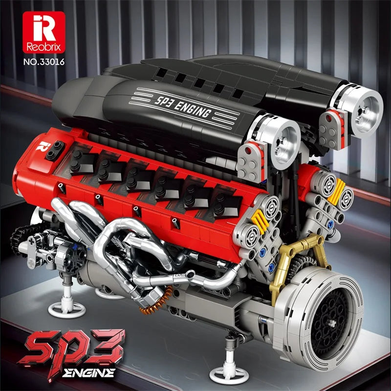 Motorized V8 Engine Model Kit 1240 Piece STEM Mechanical Building Set