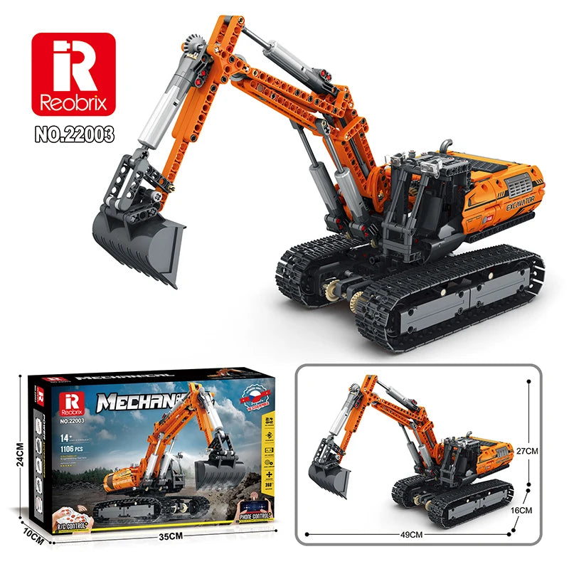 Reobrix Excavator Building Block Kit 1106 Piece STEM Construction Model Ages 14+