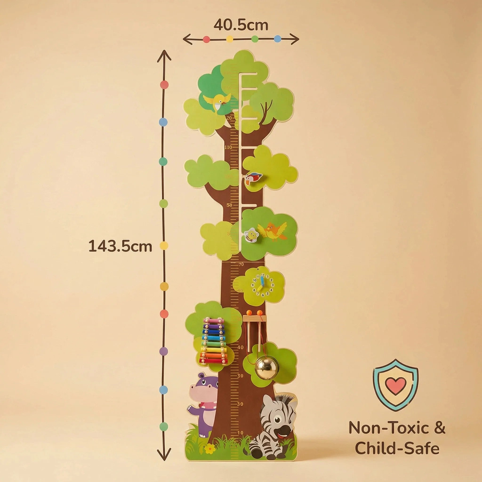 Tree Height Chart Wall Toy Wooden Preschool Activity Panel