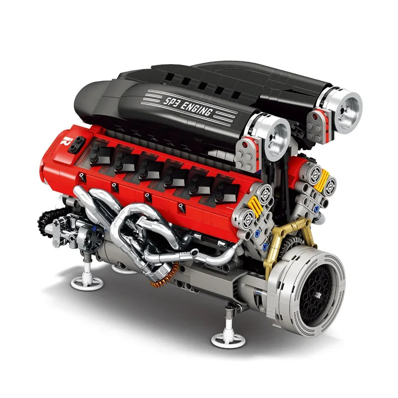 Motorized V8 Engine Model Kit 1240 Piece STEM Mechanical Building Set