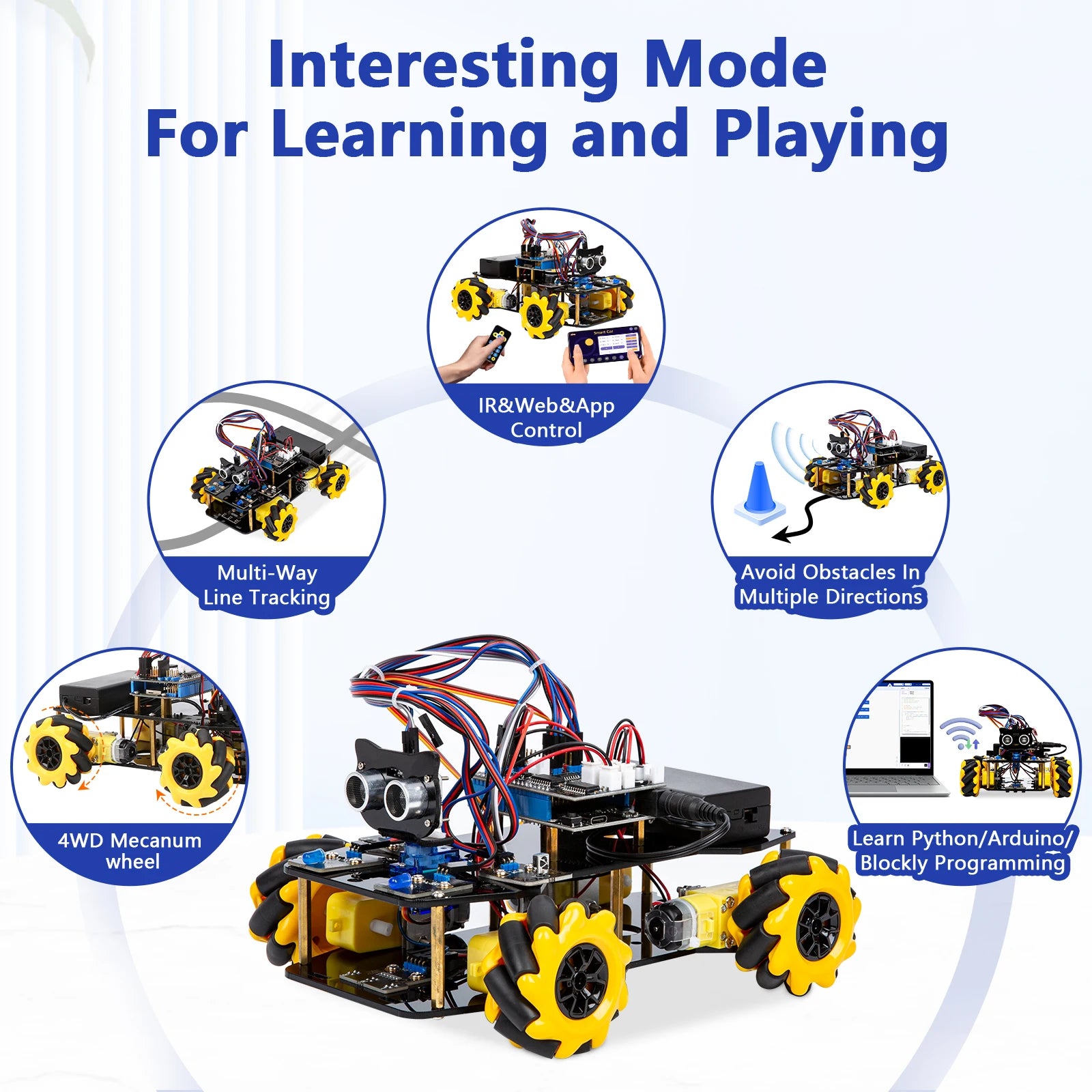 ACEBOTT Smart Robot Car Kit Modular WiFi STEM Robotics Platform ESP32