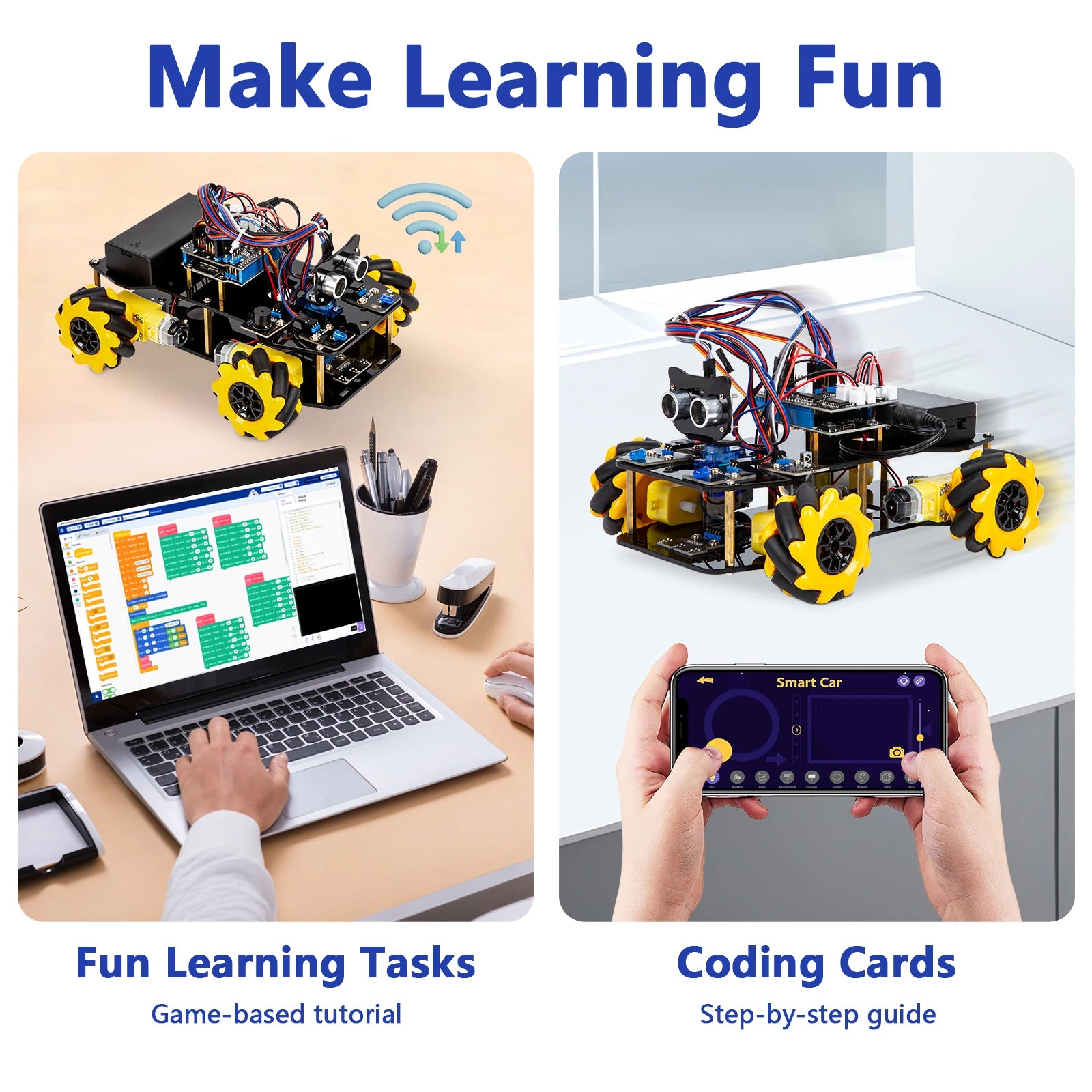 ACEBOTT Smart Robot Car Kit Modular WiFi STEM Robotics Platform ESP32