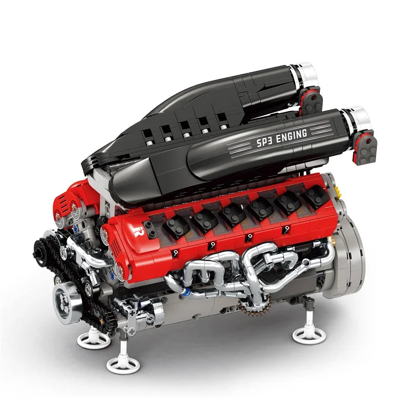 Motorized V8 Engine Model Kit 1240 Piece STEM Mechanical Building Set