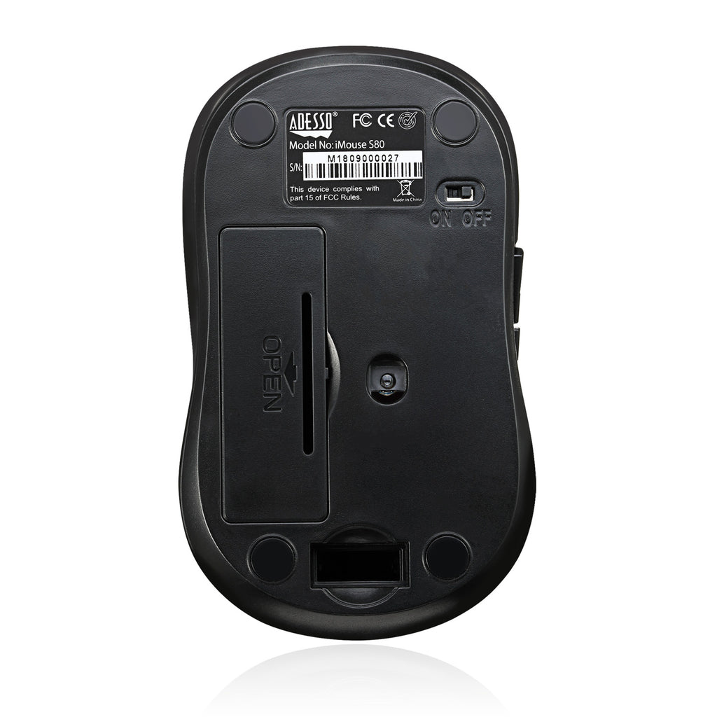 Adesso iMouse S80B Wireless Fabric Optical Mini Mouse – Black