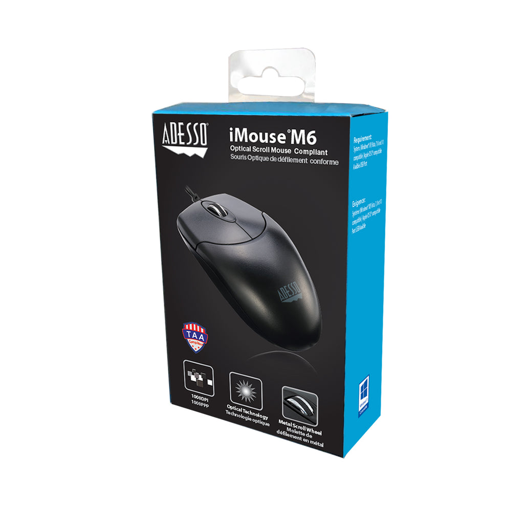 Adesso iMouse M6-TAA Full Size USB Optical Mouse
