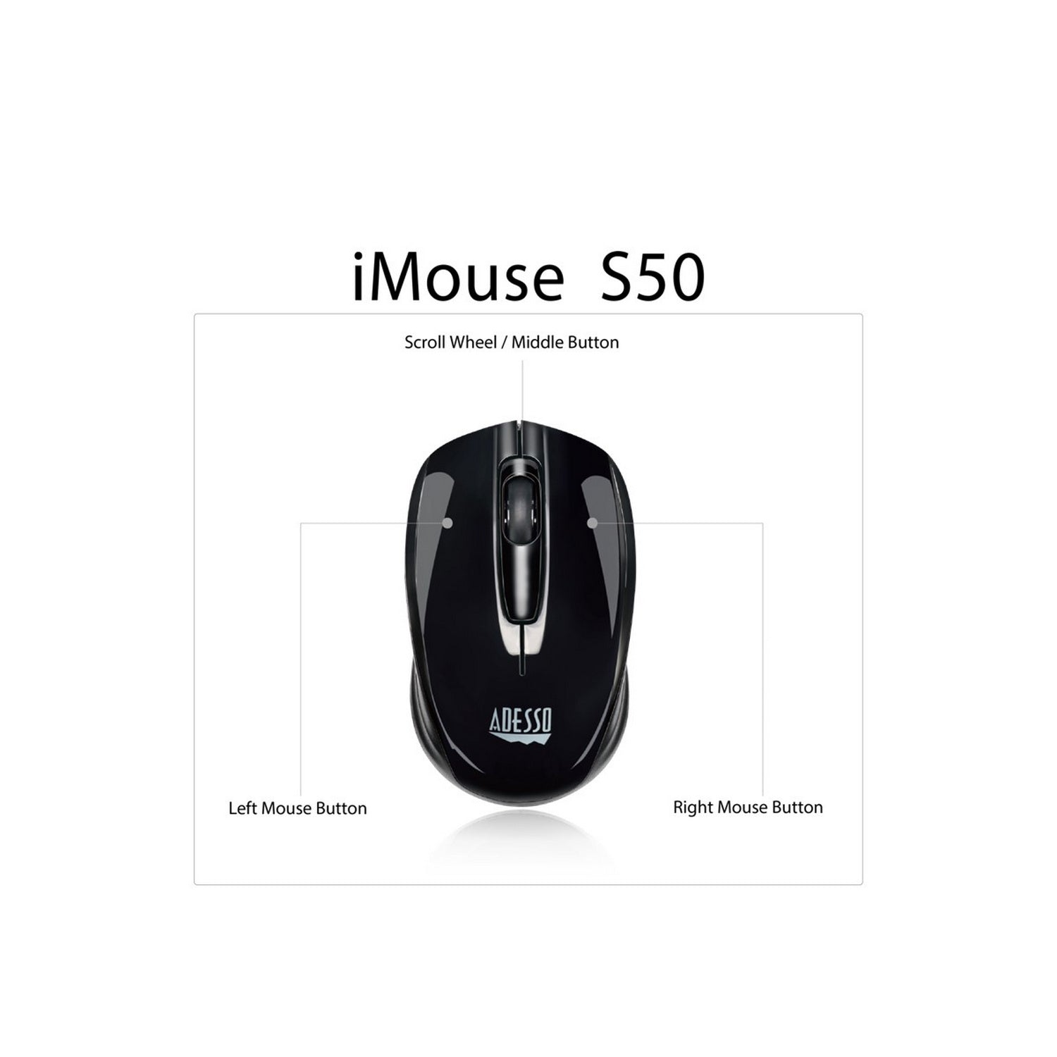 Adesso iMouse S50 Wireless Mini Mouse - Black