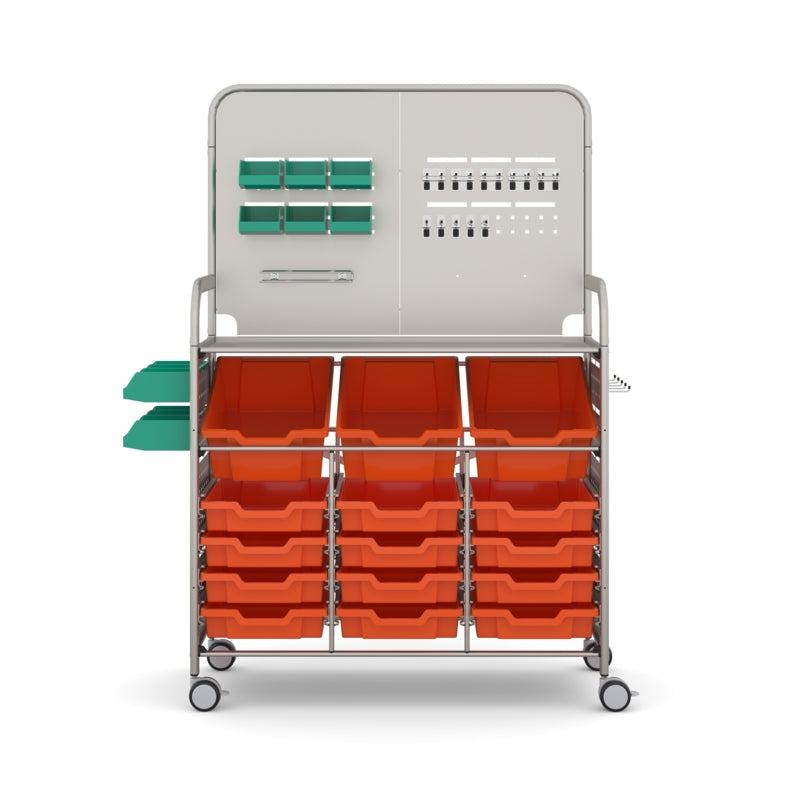 Gratnells MakerSpace Cart with 3 Deep & 12 Shallow Tropical Orange Trays