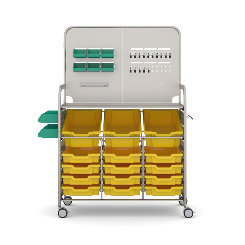 Gratnells MakerSpace Cart with 3 Deep & 12 Shallow Trays – Sunshine Yellow