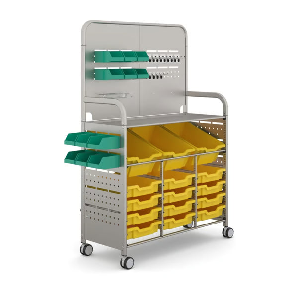 Gratnells MakerSpace Cart with 3 Deep & 12 Shallow Trays – Sunshine Yellow