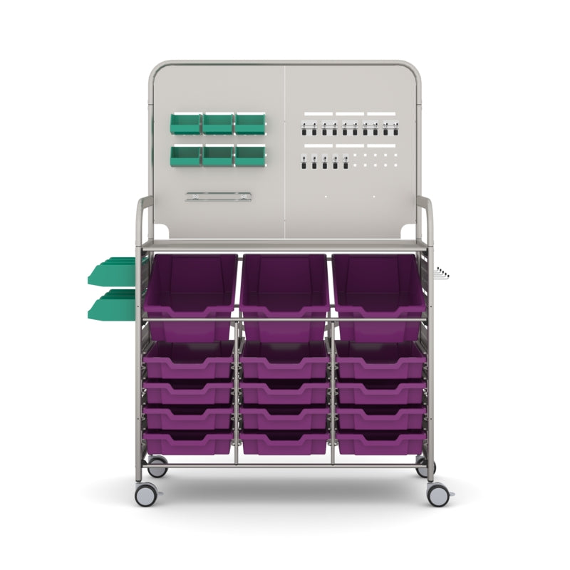 Gratnells MakerSpace Cart with 3 Deep & 12 Shallow Plum Purple Trays