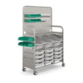 Gratnells MakerSpace Cart with 3 Deep Trays, 12 Shallow Trays & Mini Bins – Light Gray