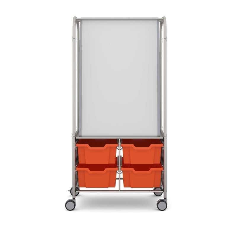 Gratnells MakerHub Collaboration Cart with 2 Magnetic Whiteboards & 4 Deep Flame Red Trays