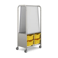 Gratnells MakerHub Mobile Collaboration Cart with 2 Magnetic Whiteboards & 4 Deep Sunshine Yellow Trays