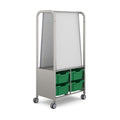 Gratnells MakerHub Collaboration Cart with 2 Magnetic Whiteboards & 4 Deep Trays – Grass Green