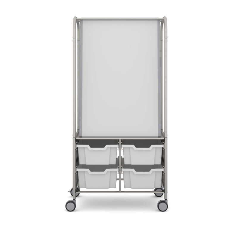Gratnells MakerHub Collaboration Cart with Magnetic Boards & 4 Deep Trays – Light Gray