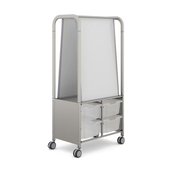 Gratnells MakerHub Collaboration Cart with 2 Magnetic Boards & 4 Deep Trays - Translucent