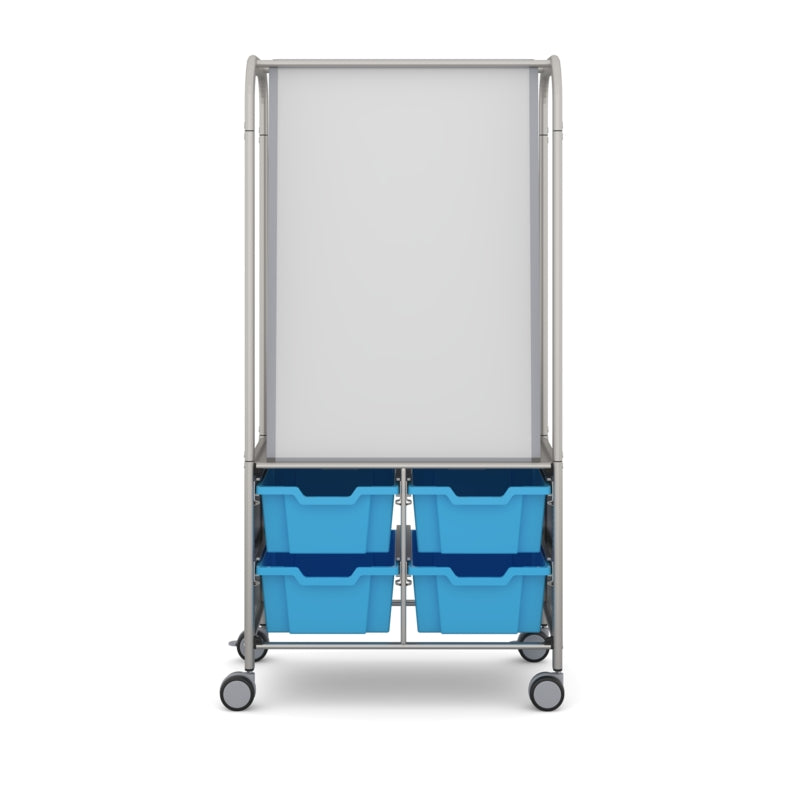Gratnells MakerHub Collaboration Cart with 2 Magnetic Boards & 4 Deep Trays – Cyan Blue