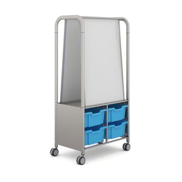 Gratnells MakerHub Collaboration Cart with 2 Magnetic Boards & 4 Deep Trays – Cyan Blue